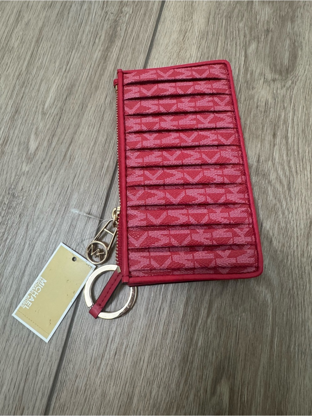 Michael Kors Pink Logo Zip Card Holder Wristlet